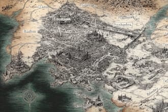 make detailed fantasy map for your novel, boardgame or dnd