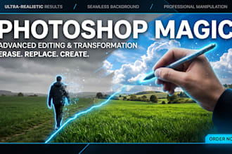 photoshop image edit, add remove object person people, sky change, grass replace