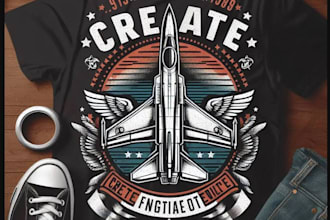 design retro fighter jet t shirt logo for you brand