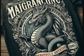 create vintage dragon t shirt logo