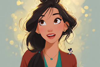do cute disney cartoon portrait