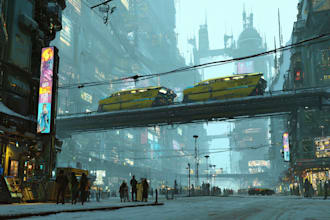 make science fiction city, cyberpunk concept art