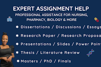 do nursing assigned, pharmacy, nutrition, public health, genetics, biology tasks