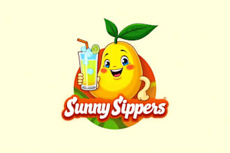 design mango drink lemonade juice logo with express delivery