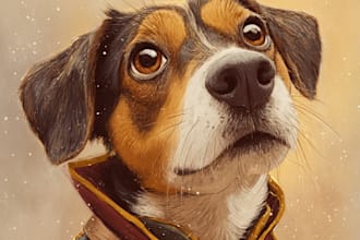 design a custom disney pet portrait illustration