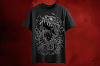 design dark skull and horror art for t shirts and merch
