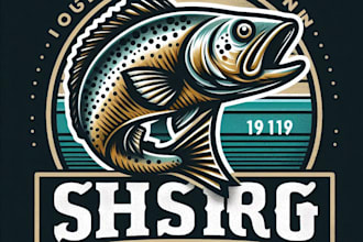 design high quality fish mascot logo with t shirt design