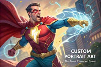 create superhero character logo and friendship portrait