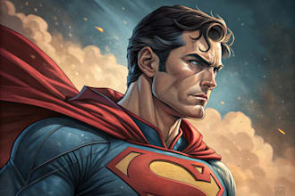 create superhero character logo and friendship portrait