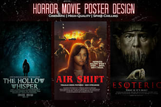 create cinematic poster design in horror or action movie style