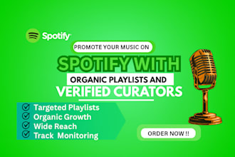organic worldwide spotify promotion through spotify playlist pitching curating
