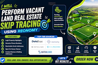 perform skip tracing of vacant land real estate on reonomy