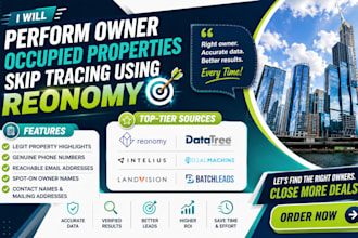 perform skip tracing of owner occupied properties on reonomy