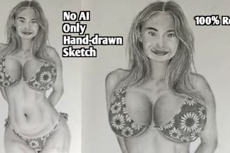 draw custom pin up girl art in sexy and vintage style