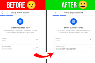 solve facebook payout problem business type to individual