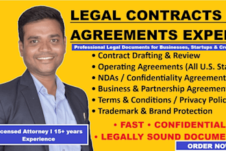 write legal agreements, contract, terms and conditions, mou or nda
