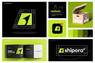 design modern business logo, brand identity, branding kit and brand style guide