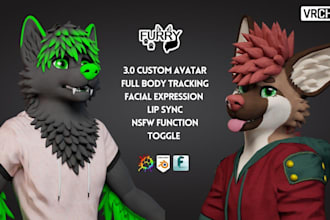 do custom 3d vrchat avatar, furry vtuber, nsfw model for vseeface, animaze unity