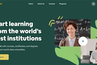 design ai elearning website, book sales, online course website problem solve web