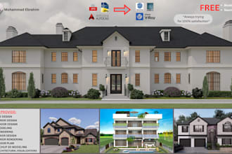 do 3d exterior design, outdoor, interior, 3d modeling and rendering by sketchup