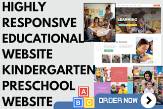 design kindergarten, childcare, daycare, preschool educational website