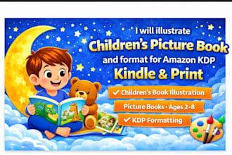 illustrate children book, picture book illustration kids book formatting for kdp