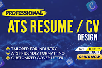 design, rewrite ats friendly professional CV, resume, cover letter in 2 hr