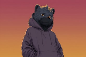 draw custom furry detailed art, fullshaded, fursona