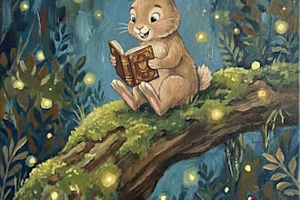 watercolor children story book illustration, children story, book illustration