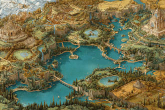 draw a fantasy world map design or landscape