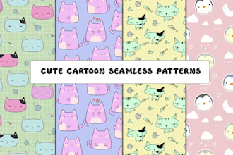 design unique cartoon seamless pattern for surfaces