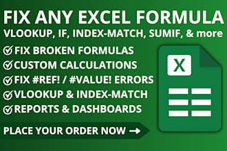 fix excel formula, clean spreadsheet and remove errors