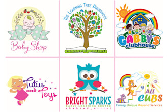 design kids shop, baby store, children and daycare or childcare logo