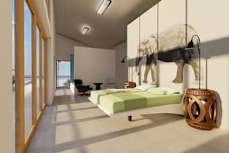 2d ground floorplan,lawn house design main,bedroom, lounge,kitchen visualization