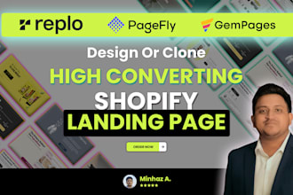 clone or design shopify landing page in replo, gempages, pagefly