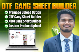 design shopify dtf printing website with gang sheet builder