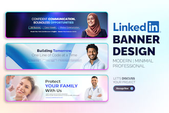 design a professional linkedin banner, cover image, and profile header