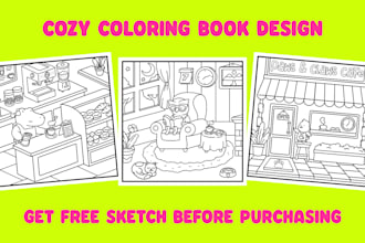 draw cozy coloring book pages for amazon KDP and etsy