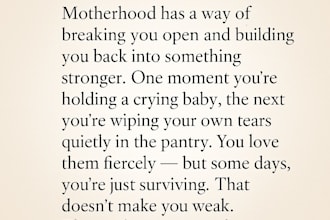 write heartfelt motherhood, faith, or lifestyle content