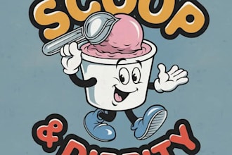 design a fun and classic cartoon ice cream logo for your brand