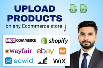 upload list bulk products to shopify, woocommerce listing
