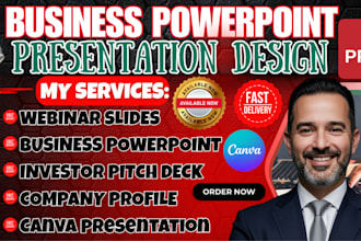 design business powerpoint, pitch deck, google slides, canva, infographics
