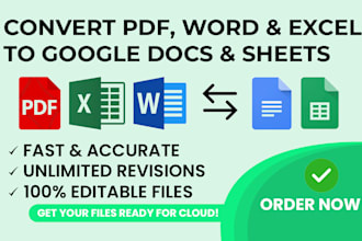 convert pdf, word, excel to google doc, sheets