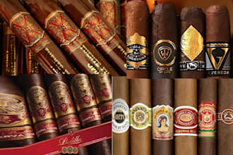 do a premium and modern cigar band, logo, label cigar box design