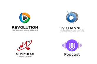 design best modern music, podcast, tv entertainment logo