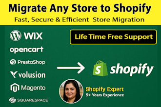 redesign, migrate store to shopify from wordpress, wix, etsy