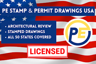 architectural stamp, pe stamp, review architectural drawing for USA city permit