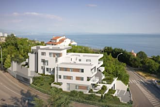construct costal building,garden exterior,model roof terrace,8k render,sea view