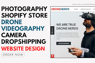design photography shopify drone videography website camera dropshipping website