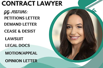 write demand letter, opinion, lawsuit, motion, petition, cease and desist